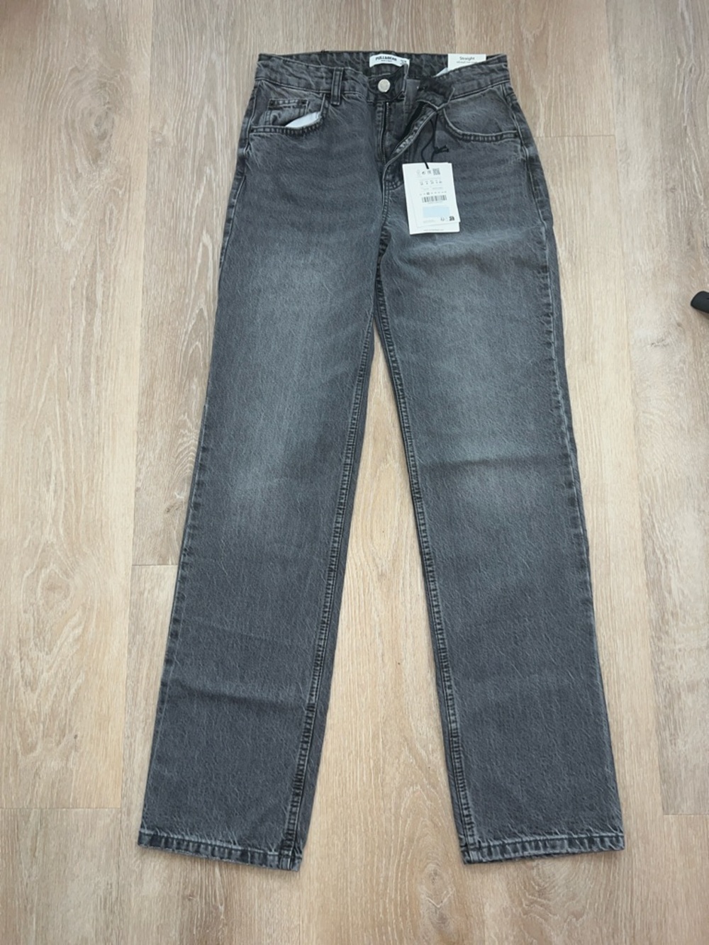 Pull & Bear Grey Straight-Leg  Mid-Rise Jeans